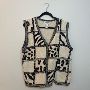 Vintage Knit Leopard Vest